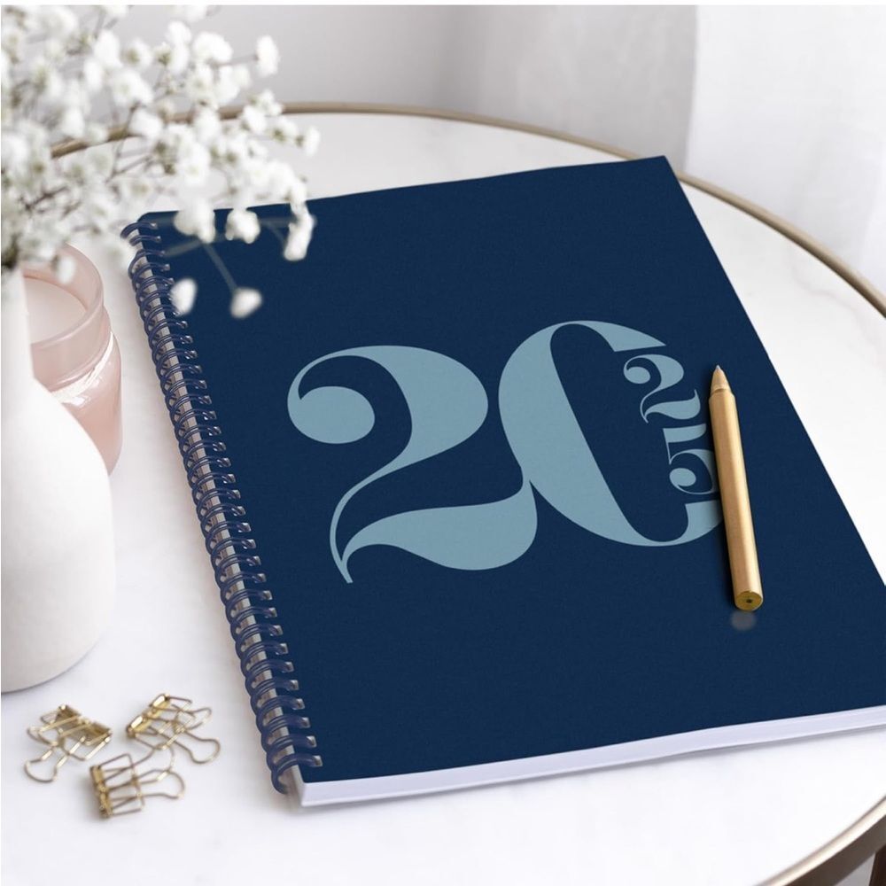 2025 Weekly Planner Annual & Monthly Planner Flexible Cover, Note  Pages, Blue